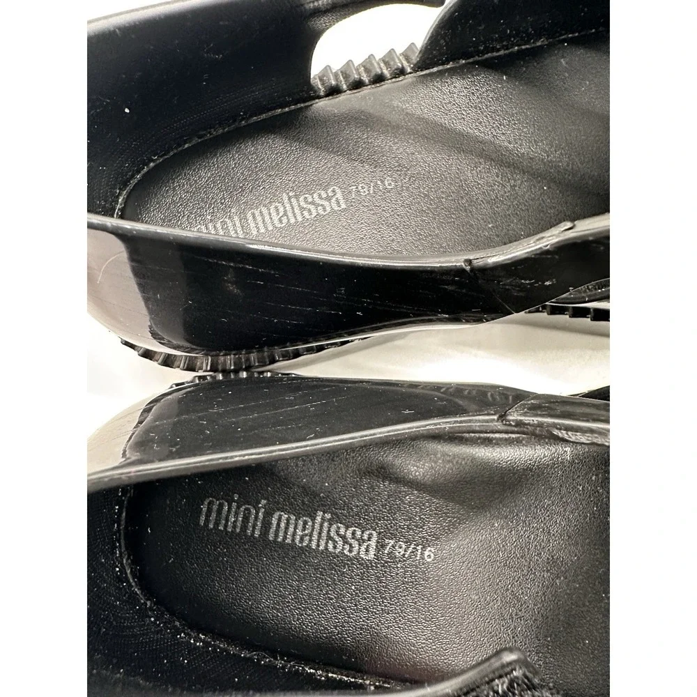 Mini Melissa Aranha 79/16 Black Jelly Sandals‎ Fisherman Mary Jane Toddler 11